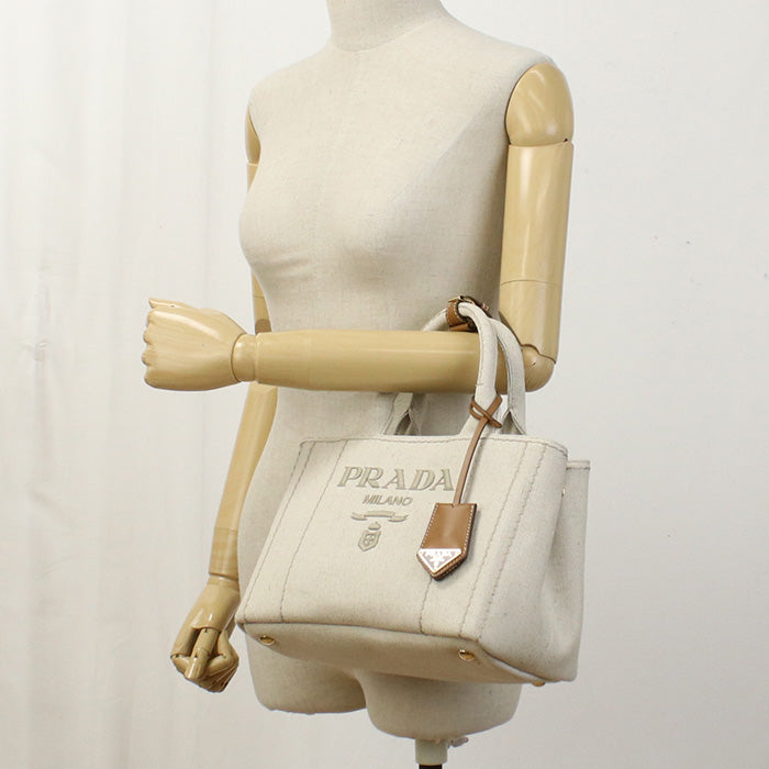 PRADA プラダ スモール リネンブレンド ハンドバッグ 1BG464 2CX9 V 8OM F0018 レディース ベージュ