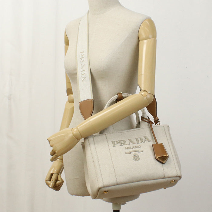 PRADA プラダ スモール リネンブレンド ハンドバッグ 1BG464 2CX9 V 8OM F0018 レディース ベージュ