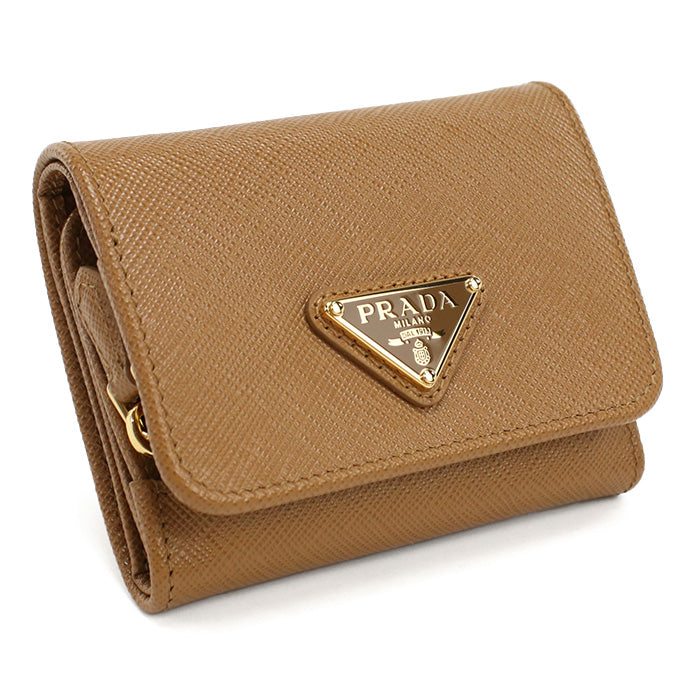 PRADA プラダ 三折財布小銭入付き 1MH044 QHH F03BH レディース ブラウン