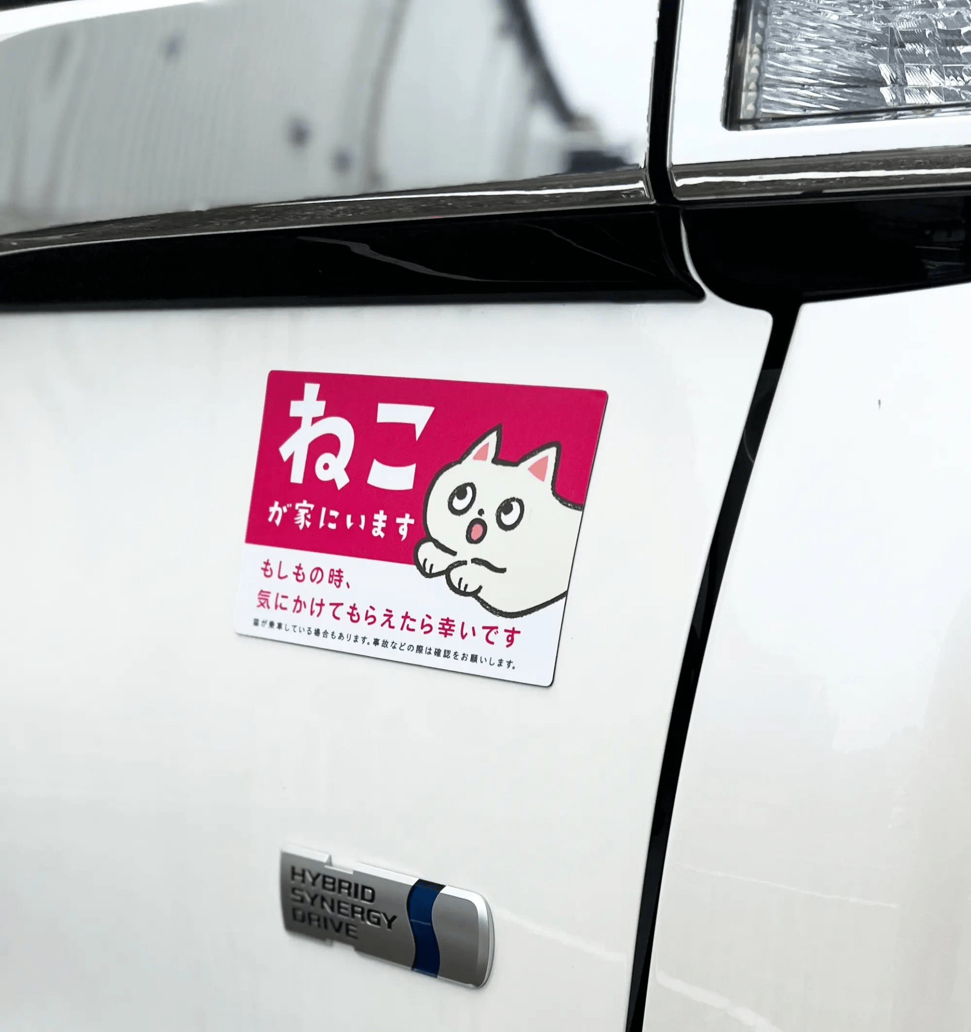 車用マグネット｜ねこが家にいます（ペット防災カーサイン）