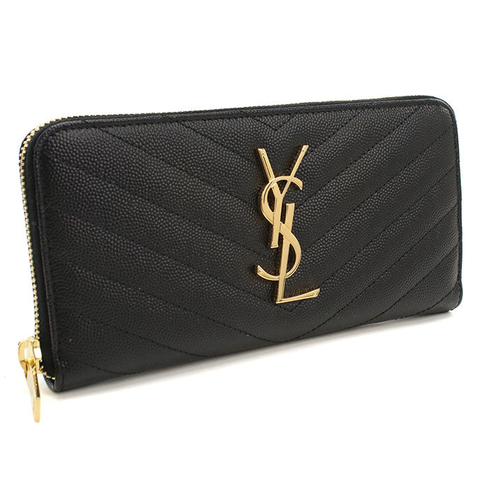 SAINT LAURENT サンローラン 長財布ラウンドファスナー 358094 BOW01 1000 MONOGRAM MATELASSE レディース ブラック