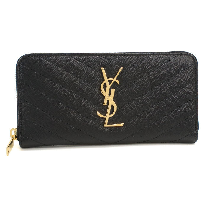 SAINT LAURENT サンローラン 長財布ラウンドファスナー 358094 BOW01 1000 MONOGRAM MATELASSE レディース ブラック
