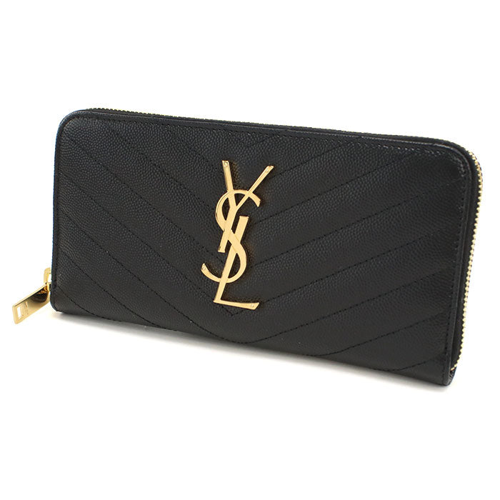 SAINT LAURENT サンローラン 長財布ラウンドファスナー 358094 BOW01 1000 MONOGRAM MATELASSE レディース ブラック