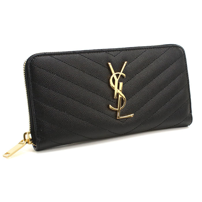 SAINT LAURENT サンローラン 長財布ラウンドファスナー 358094 BOW01 1000 MONOGRAM MATELASSE レディース ブラック